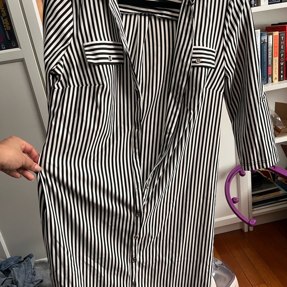 Mlle Gabrielle Black and White Striped Dress - Picture 3 of 4